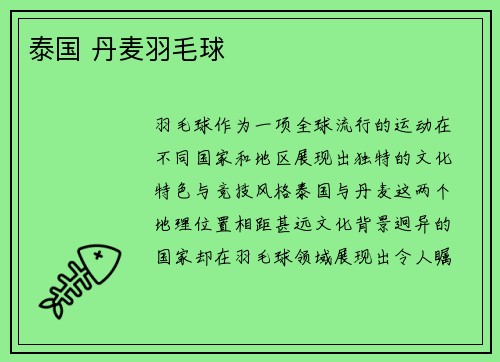 泰国 丹麦羽毛球