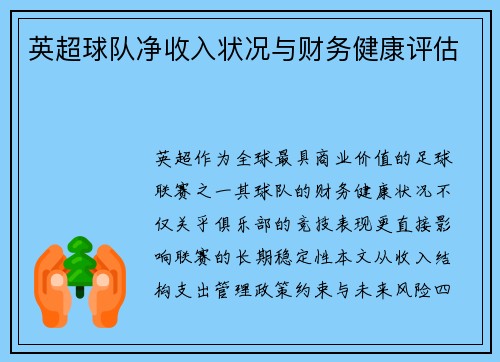 英超球队净收入状况与财务健康评估